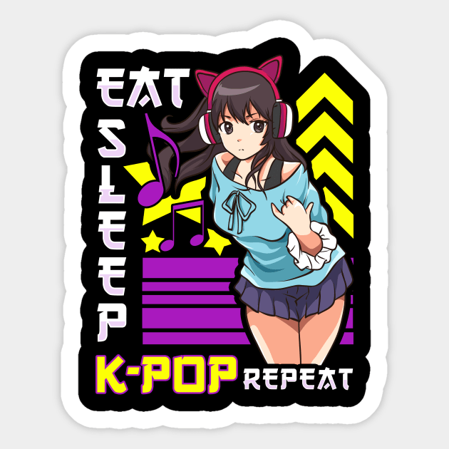 Eat Sleep K-Pop Repeat KPop Kawaii Korean Music Sticker by theperfectpresents